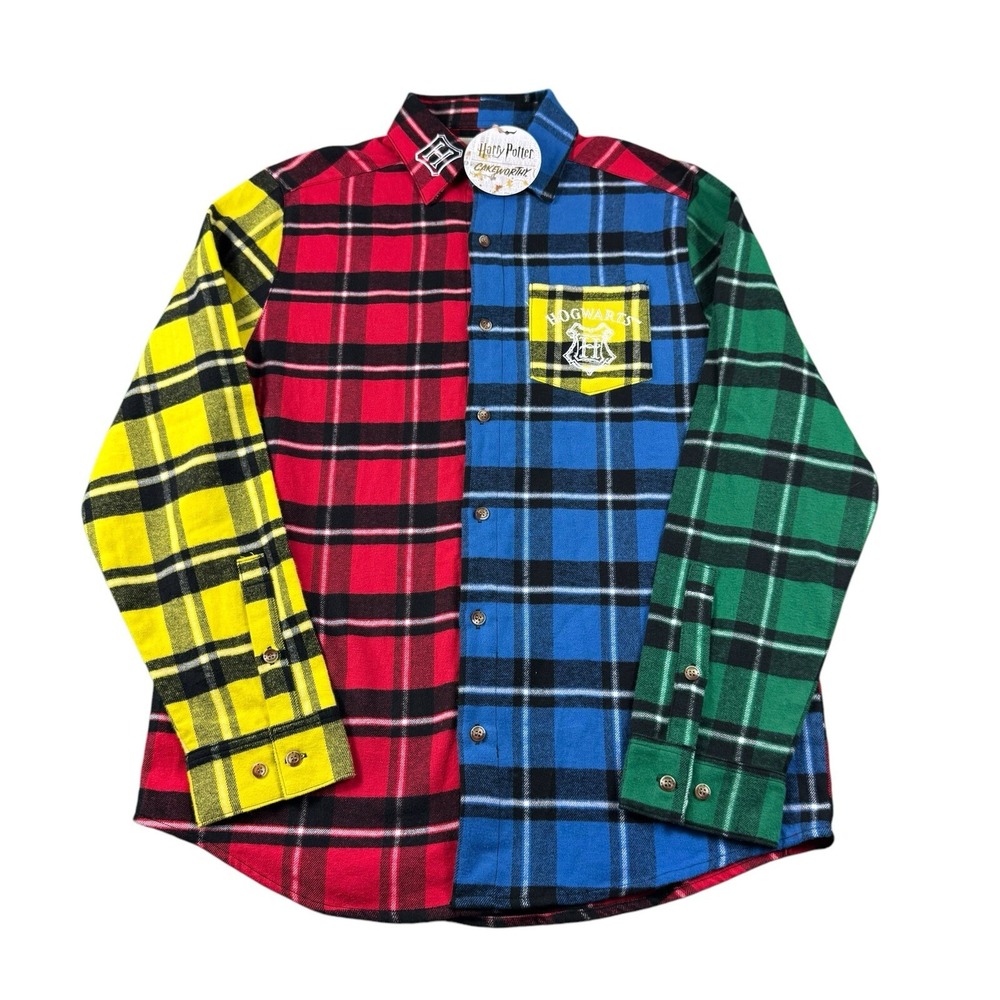 Cakeworthy Harry Potter Hogwarts Colorblock Flannel Shirt Mens M W-FL-HPF21-M
